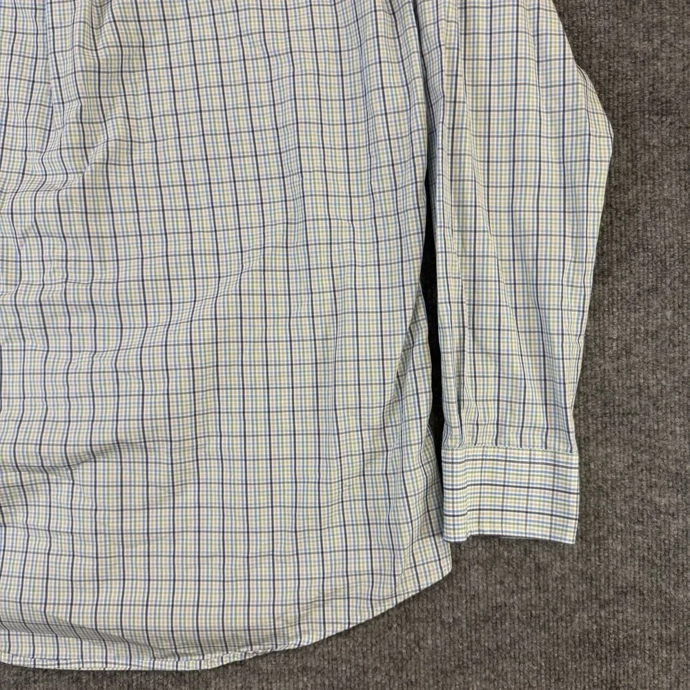 Onward Reserve Shirt Mens Extra Large Blue Green Plaid Tailored Fit Non Iron